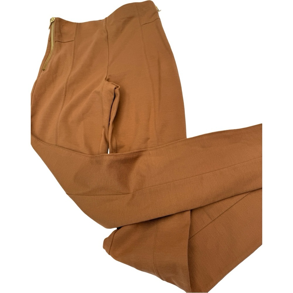 NWT High Waist Women's Flat Front Slimming Ponte Knit Carmel Pants Sz 2 - Picture 7 of 9